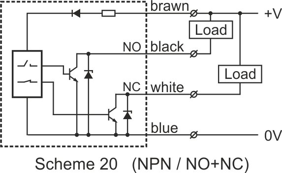 Scheme of connection of NPN capacitive sensor